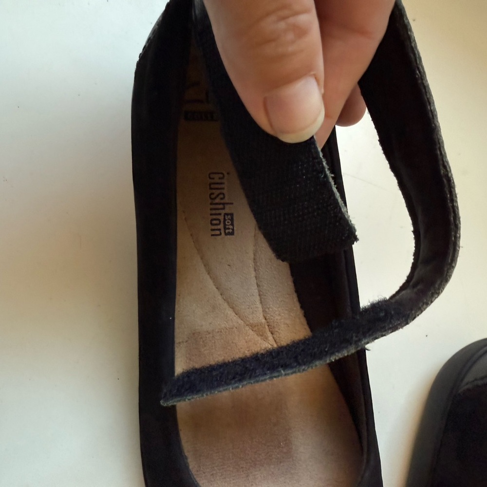 Clarks Collection Medora Nina Black Suede Flats with an Ankle Strap - Picture 5 of 8